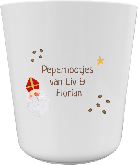 Kinderbeker met naam en Sinterklaas met pepernootjes