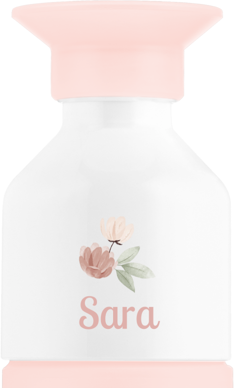 Dopper steel MINI met watercolour bloemen en naam