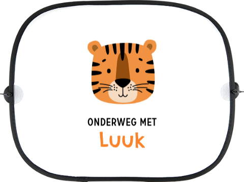 Auto zonnescherm met naam en tijgertje