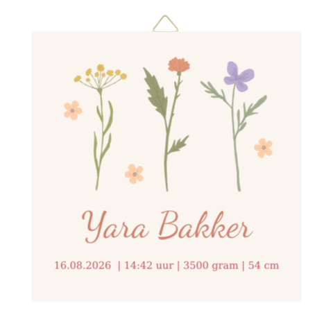 Tegeltje met naam en bloemen