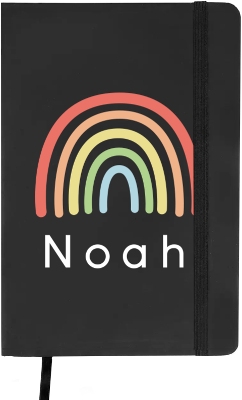 Notitieboek met naam en regenboog