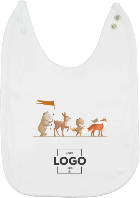 Slabbetje met diertjes en zakelijk logo