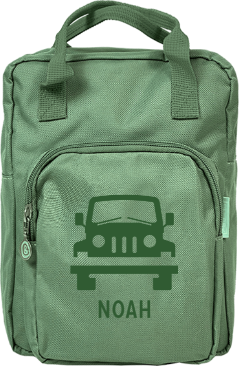 Rugtas classic met naam en jeep