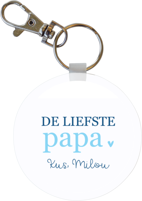 Sleutelhanger rond met tekst