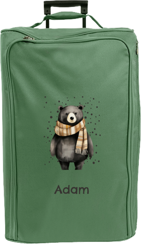 Reistrolley XL met naam en beer in winter