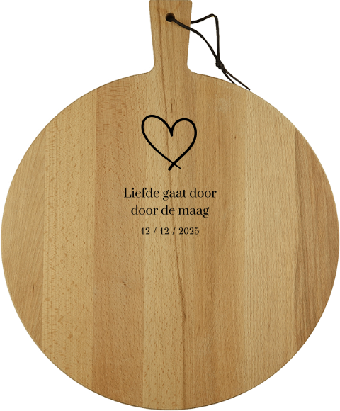 Ronde borrelplank met hart