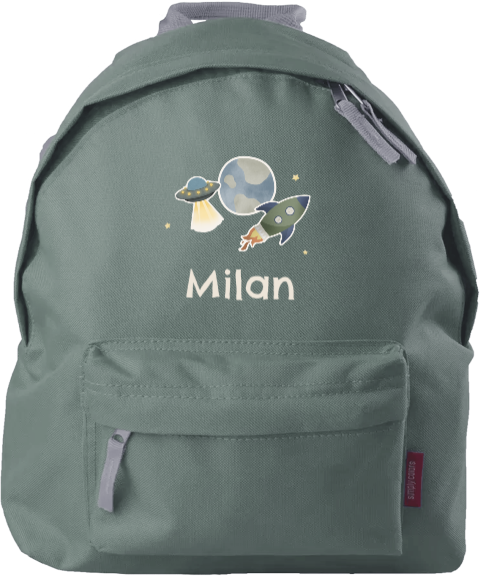 Rugzak kind met naam en heelalthema 