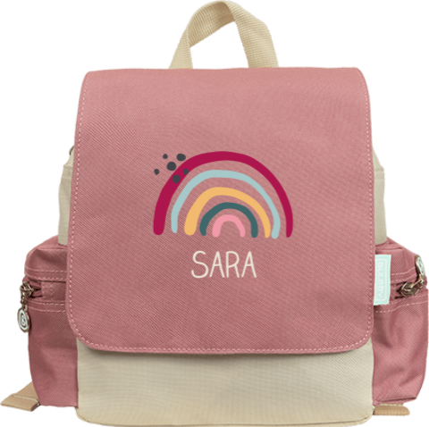 Rugzakje met naam en regenboog