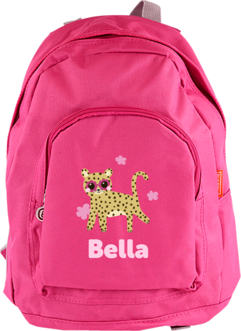 Junior rugzak met naam en panter met zonnebril