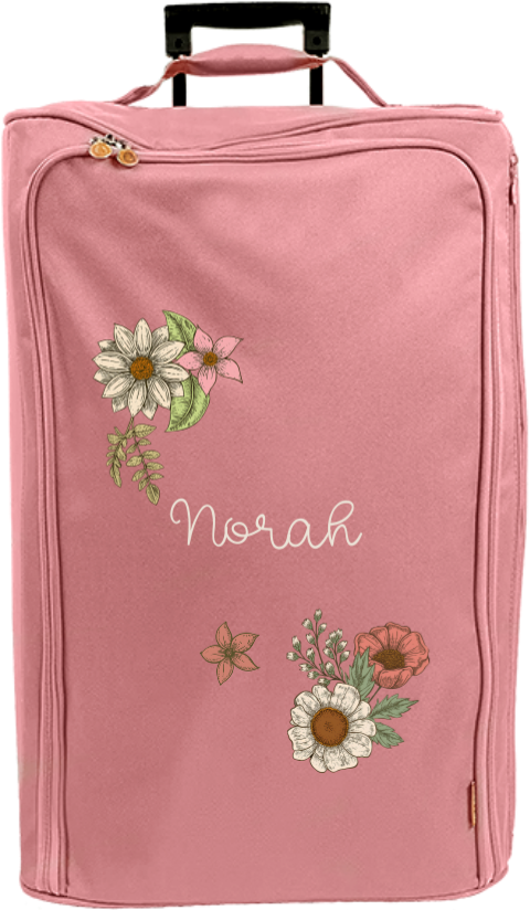 Reistrolley XL met naam en vintage bloemen