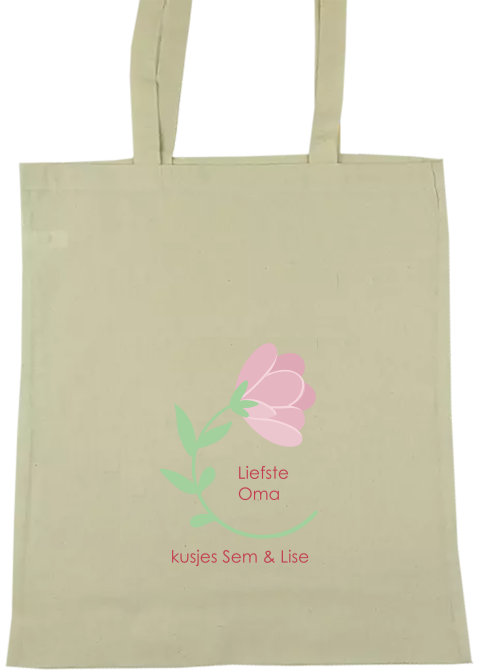 Katoenen tas met naam en bloem