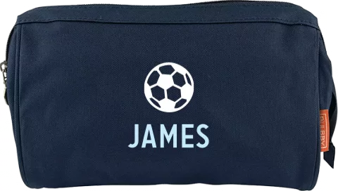Toilettas met voetbal en naam