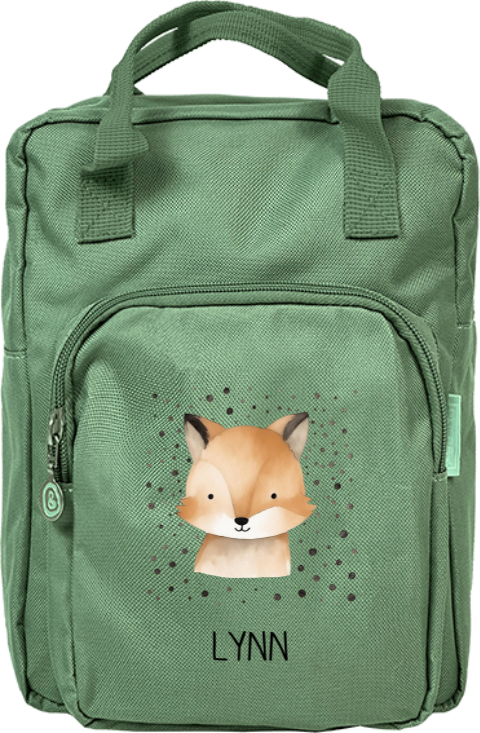 Rugtas classic met naam en vosje