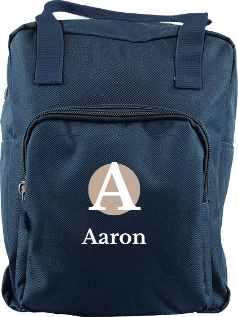 Rugtas classic met naam en initiaal in rondje