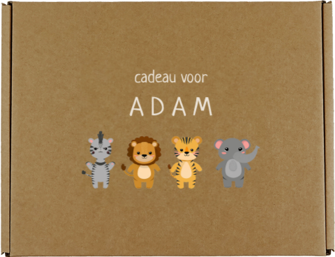 Cadeaudoos met naam en safaridieren