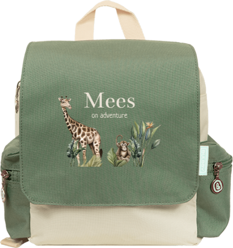 Rugzakje met naam en jungle giraffe