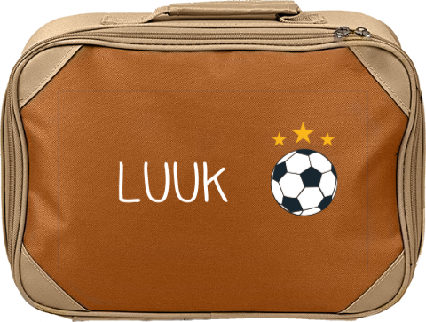 Koffertje met naam, voetbal en sterren