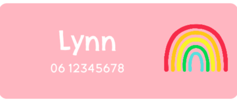 Naamsticker medium met regenboog