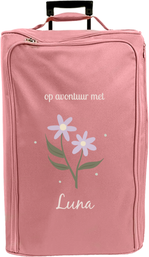 Reistrolley XL met naam en bloemetjes