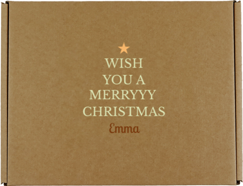 Cadeaudoos met naam en kerstboom