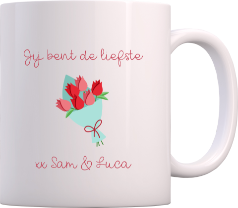Mok met naam en rozen