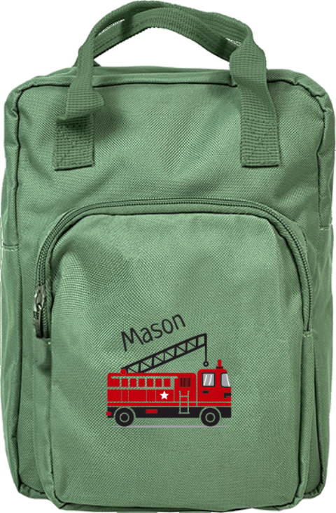 Rugzak classic met naam en brandweerwagen