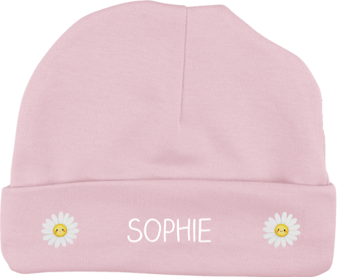 Babymutsje met naam en margrietje