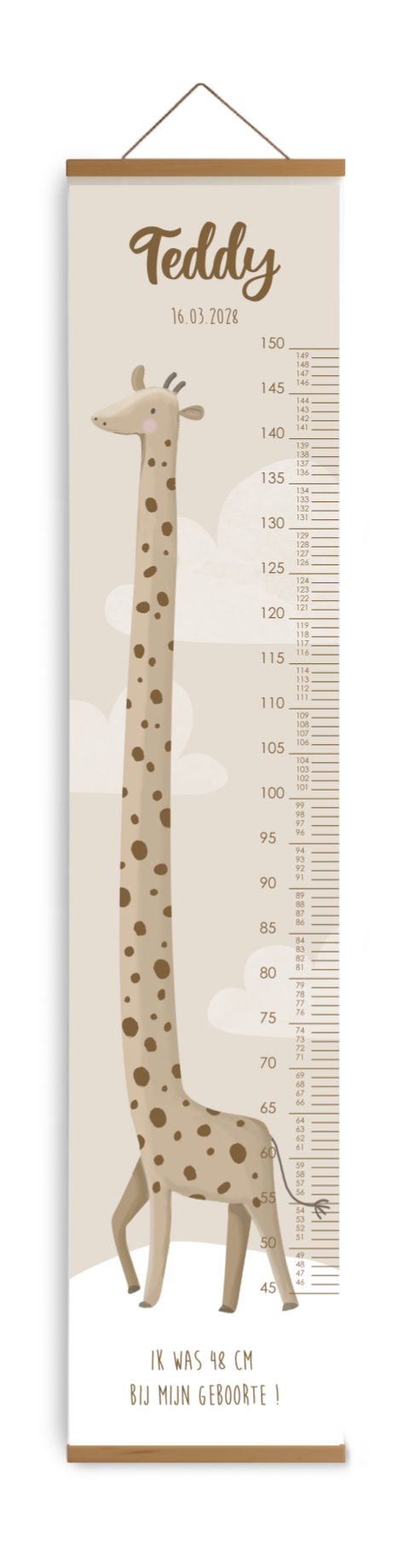 Lieve groeimeter met giraffe