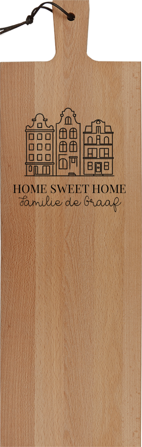 Borrelplank met familienaam en huisjes
