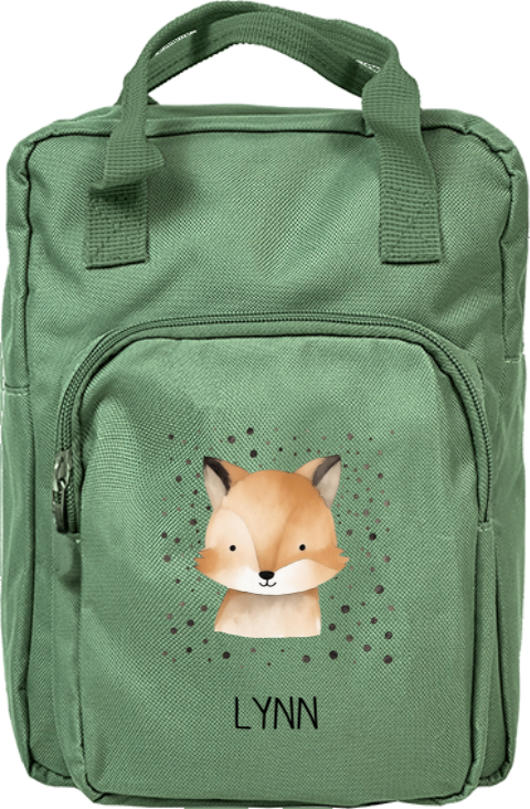 Rugtas classic met naam en vosje