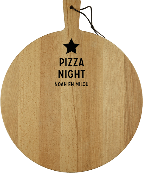 Ronde borrelplank met namen en ster