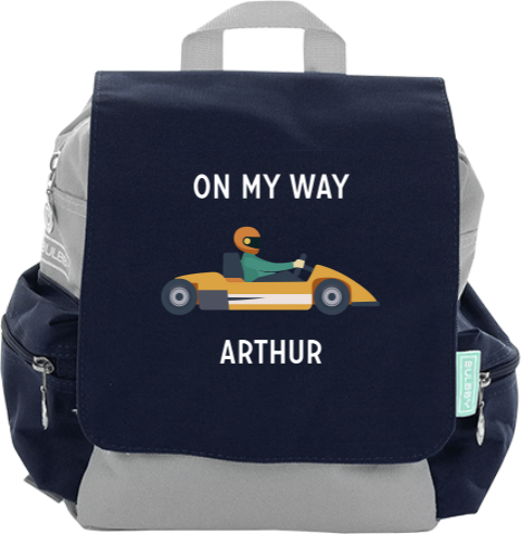 Rugzakje met naam en raceauto