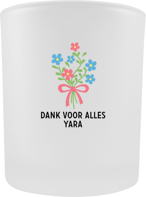 Waxinelichthouder glas met bloemen voor jou
