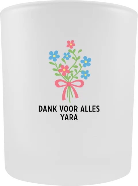Waxinelichthouder glas met bloemen voor jou