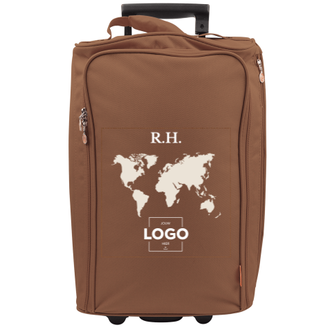 Reistrolley met initialen, wereldkaart en logo