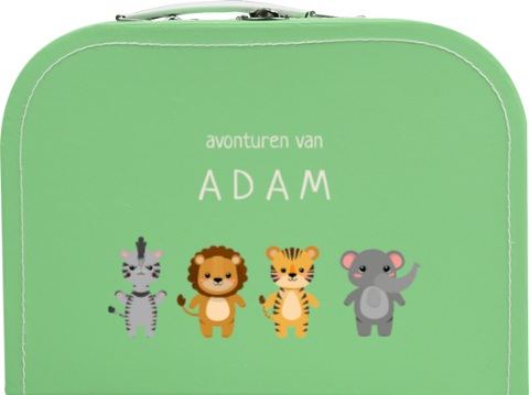 Kinderkoffertje met naam en safaridieren