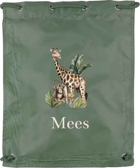 Gymtas met naam en jungle giraffe
