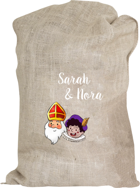 Jute Sinterklaaszak met Sint en Piet