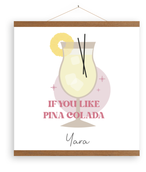 Canvas poster met naam en Pina Colada