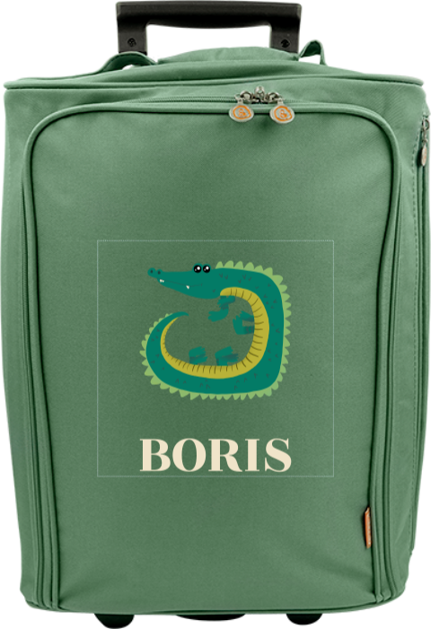 Reistrolley met naam en krokodil