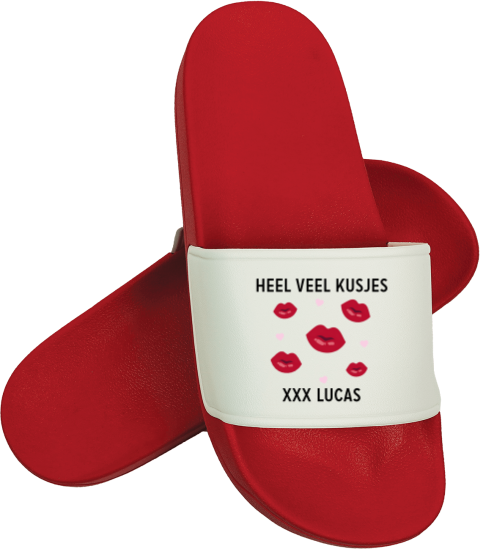 Badslippers met kusje en naam