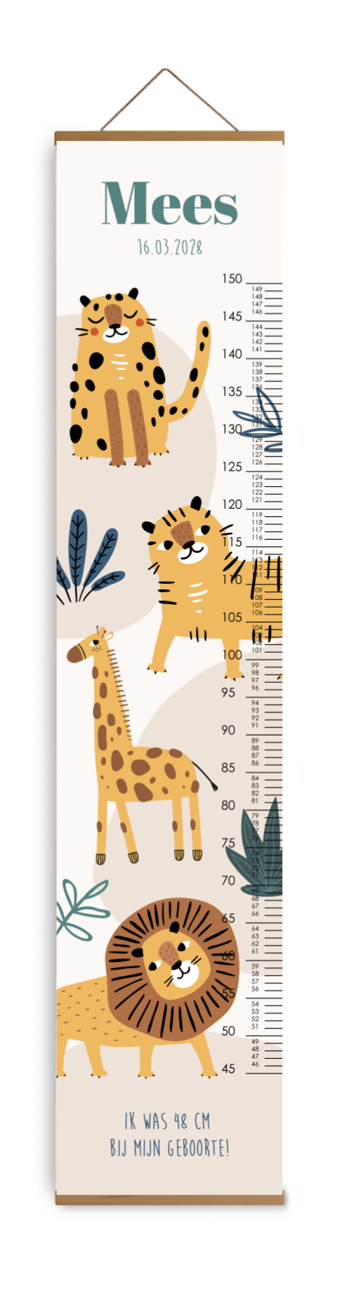 Stoere groeimeter met jungledieren