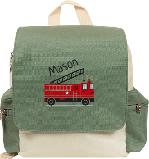 Rugzakje met naam en brandweerwagen