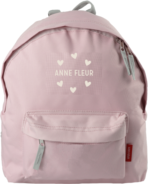 Rugzak kind met naam en hartjes