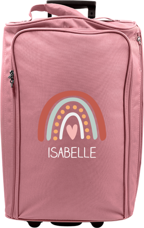 Reistrolley met naam en regenboog