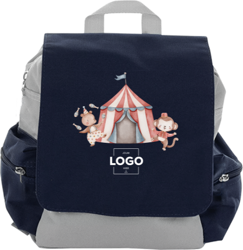 Rugzakje circus en zakelijk logo