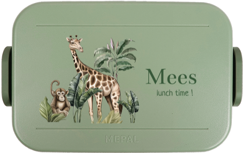 Mepal broodtrommel TO GO met jungle giraffe en naam