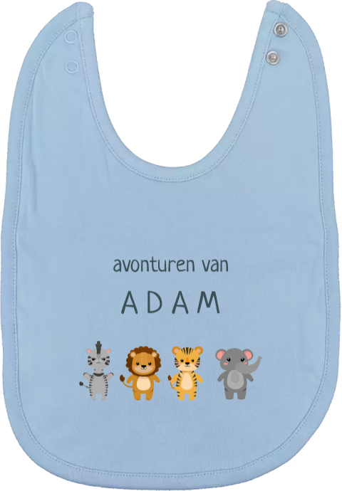 Slabbetje met naam en safaridieren