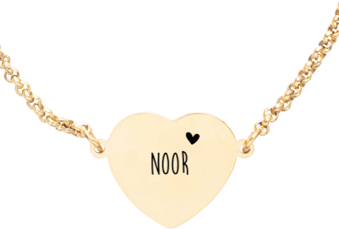 Armband hart met naam en hartje