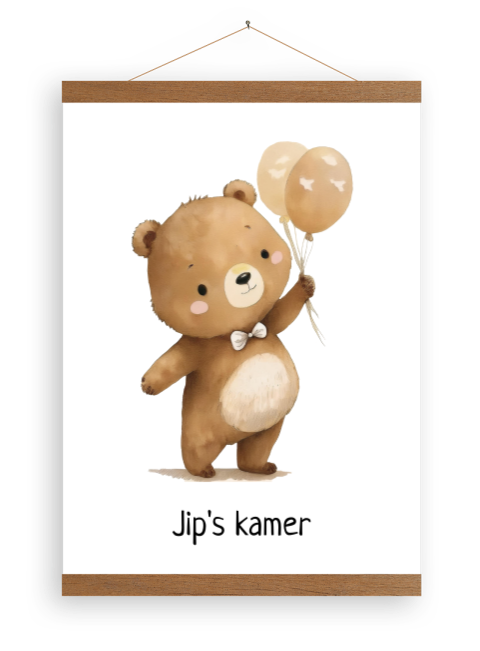Canvas poster met naam en beertje